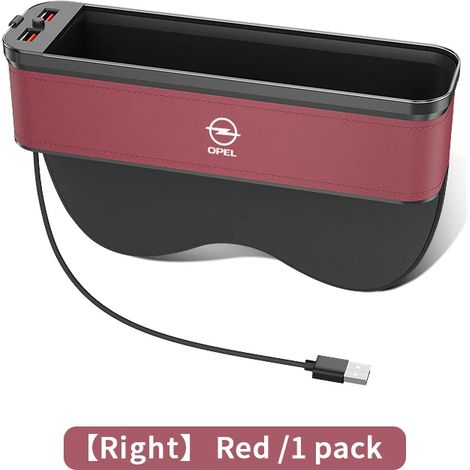 (Pour droitier rouge) Boîte de rangement lumineuse en cuir pour siège auto Opel OPC LINE Astra J H G K Insignia Corsa D B E Mokka Vectra (1/5)