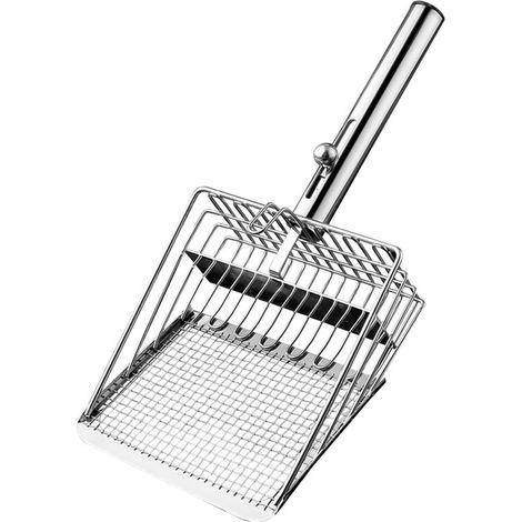 Pala para arena de gato - Pala metálica para arena de gato - Con filtro de olores - Práctica para limpiar la caja de arena de tu mascota (1/5)