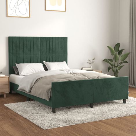 Cadre de lit sans matelas-Structure de lit vert foncé 140x200 cm velours 495254 (1/5)