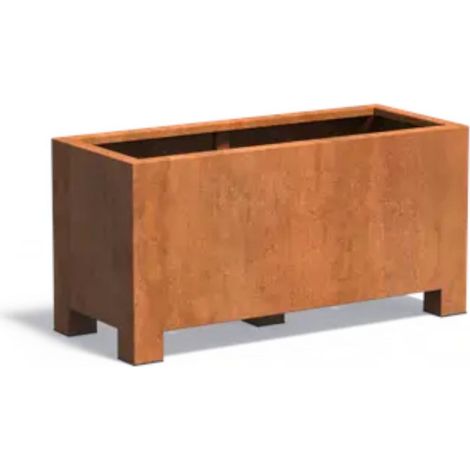 Adezz Pflanzgefäß Carrez mit Füßen aus Corten-Stahl Pflanzkübel Größe 120x50x60 cm (1/5)