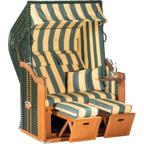 Strandkorb Rustikal 250 PLUS PVC-KS grün, Nord. Fichte