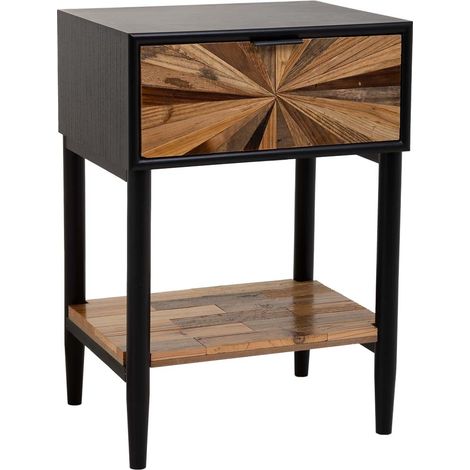 Mesita de madera y metal de 1 cajon y 1 balda marron 41x32x60 (1/5)