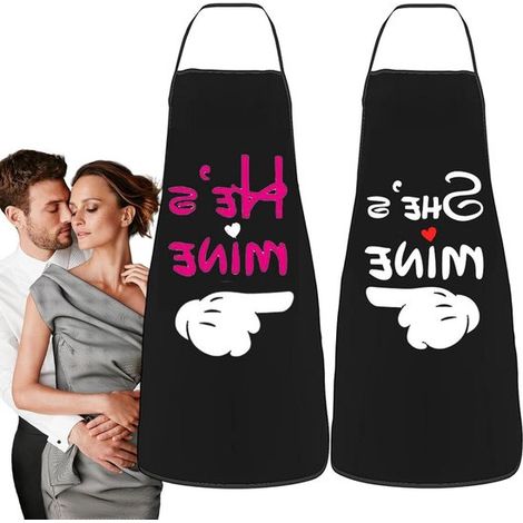 Grembiuli coordinati - Grembiuli da cucina - Cucinare insieme - Stampa divertente - 2 pezzi - Vari colori (1/5)
