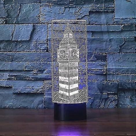 Veilleuse 3D Big Ben, lampe de table LED à 7 couleurs changeantes, base plate en acrylique ABS, chargeur USB, décoration intérieure (1/3)
