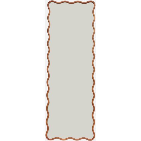 Specchio da terra in legno di hevea dal design organico con base in acciaio, 172 cm (1/4)
