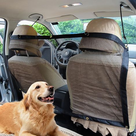1 Filet de Séparation Chien Voiture,Maille HDPE Respirante,avec Cordes et Crochets,Ajustable pour SUV Breaks Camions (1/5)