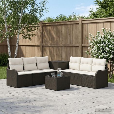 vidaXL Set di divani 8 pz Nero e Bianco Crema 55 x 55 x 37 cm (1/5)