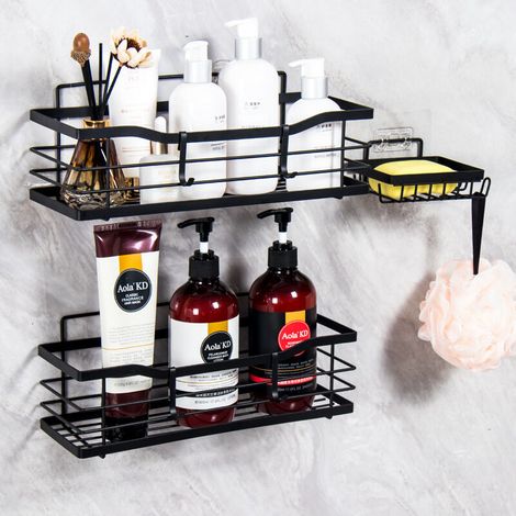 No Drill Shower Caddy - Set of 3 - SUS304 Stainless Steel - Rust Resistant - Quick Adhesive Installation (1/5)