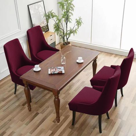 LINGUISTIC WATERPROOF RETRACTABLE CHAIR COVER 4 PIECES - BURGUNDY, housse de chaise universelle, moderne et durable, convient pour la maison, l'hôtel, le restaurant, le banquet et la cuisine