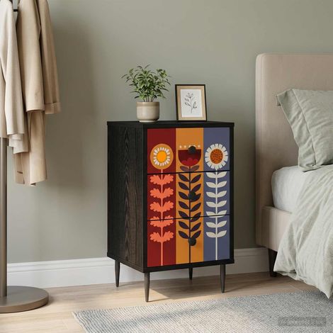 vidaXL Armadio da Notte ESSEN Rovere Nero 36 x 33 x 61 cm (1/5)