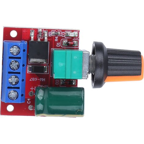 Variateur de vitesse PWM Mini Moteur DC 4,5V-28V, Contrôleur de régime 5A, Module interrupteur LED réglable, Lot de 2 pièces (1/5)
