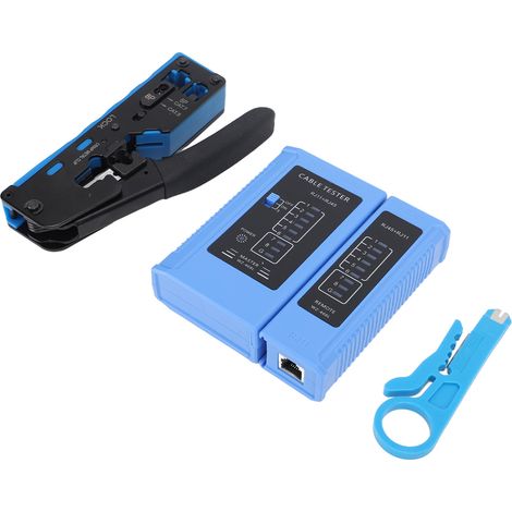 Kit d'outils de sertissage RJ45 pour câbles réseau (sertissage, coupe et dénudage) avec testeur pour Cat5e, Cat6 et Cat6a (1/5)