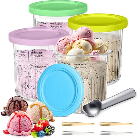 Vaschette per gelato per Ninja Creami, contenitore da 680 ml per Ninja Creami Deluxe NC501/NC500 Series, con coperchio a cucchiaio