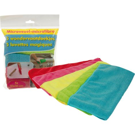 Lot 5 Lavettes Microfibres 32x32cm - Tissages De Beaulieu