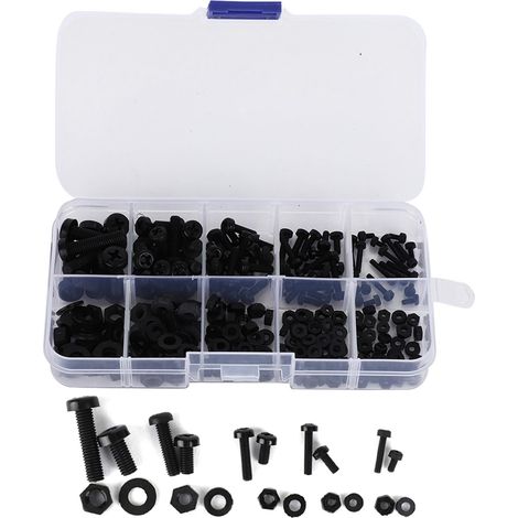 Lot de 270 écrous à vis en nylon, M2, M2,5, M3, M4, M5, en nylon, avec boîte de rangement (1/5)