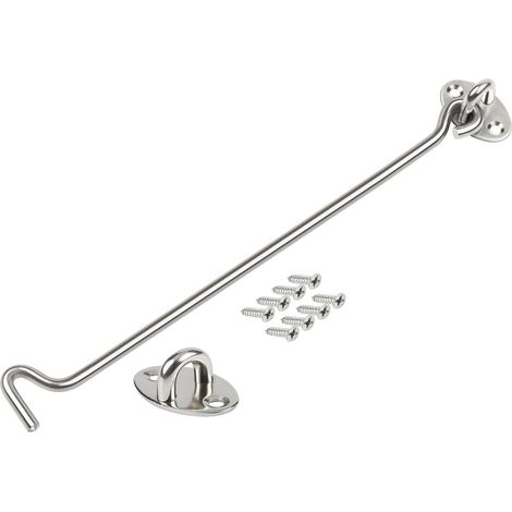 2pcs Loquet à crochet et à œillet, crochet de porte en acier inoxydable, loquet à œillet Serrure de Porte de Grange crochets crochet et loquet à œillet pour portails en fenêtre loquet 8 Inch