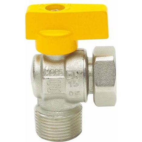 Rubinetto a squadra con leva 1/2" x 1/2" maschio/girello per gas enolgas