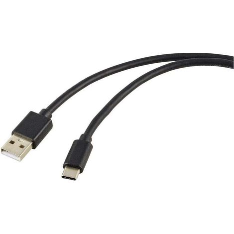 Trywise Câble de charge USB USB 2.0 USB-A mâle, USB-C® mâle 1.80 m noir gaine en PVC RF-5771532 C634882