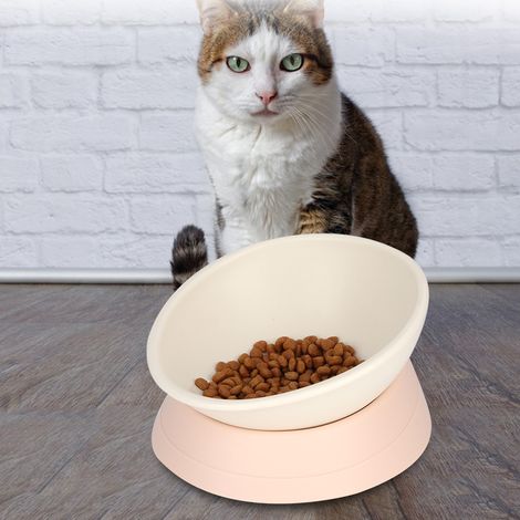 Gamelle pour animaux de compagnie (chien/chat) - Gamelle inclinée - Accessoire d'alimentation pratique pour chiens et chats (blanc) (1/5)