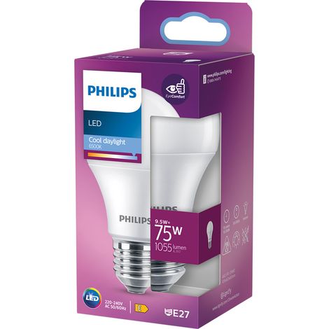 LAMPADA A LED 'GOCCIA' FRED. 6500K 9,5 W=75W E27 - 1055 lm- 4 pezzi - PHILIPS
