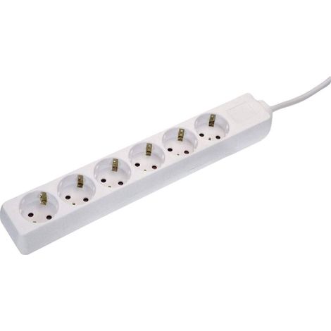 Bloc multiprise avec 6 prises, sécurité enfant et cordon H05VV-F 3G1,5 pour usage en intérieur Protection IP20 Blanc 1,4 m (1/2)