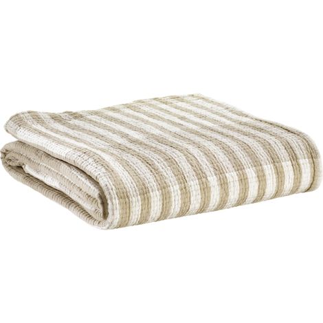 VIVARAISE - Plaid Vivaraise Calista en coton 100% - Motif Galet rayé - 180 x 137 cm (1/5)