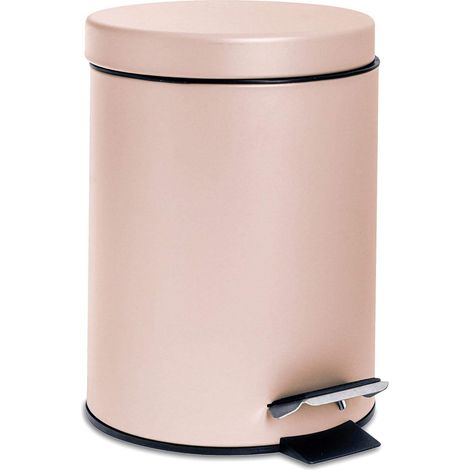 Poubelle à pédale de salle de bain 3 L, seau intérieur, acier inoxydable, rose mat (1/5)