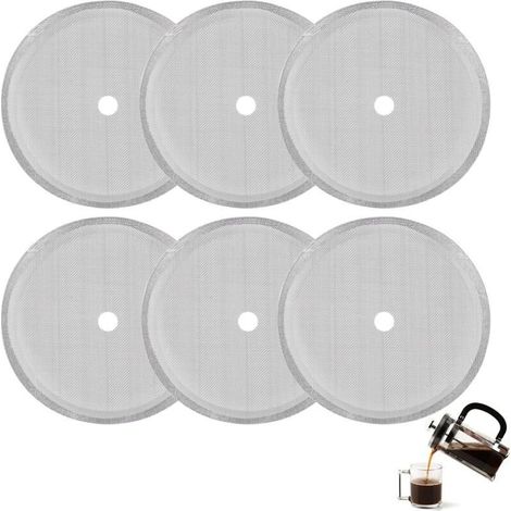 6 Pieces Replacement Strainer Filters for 1L French Press Coffee Maker, Stainless Steel Replacement Filters for French Press Coffee Maker Strainer, For 1000ml / 34oz / 8 oz Coffee Machine (1/4)
