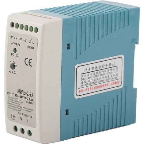 Alimentation à découpage industrielle BERM, sortie unique, sur rail DIN, MDR-40-24, 24 V, 40 W, 100–240 V CA