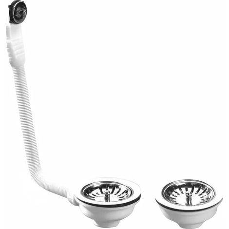 Set di tappi di scarico cromati con e senza troppo pieno per lavello doppio - 0204168