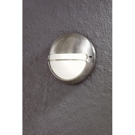 Plafón exterior redondo Konstsmide aluminio inox IP44