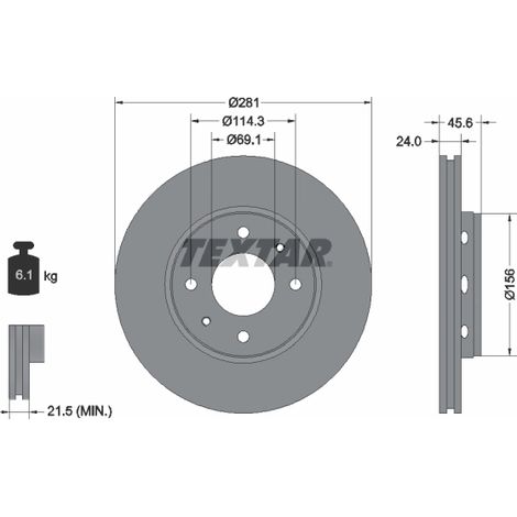Lot de 2 Disques de frein Textar 92100403 MITSUBISHI 30818027 308180272 M818027