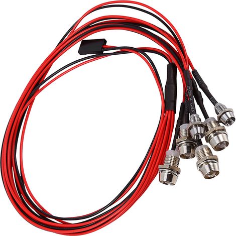 Ensemble de 6 LED pour Voitures RC 1/10, Éclairage Avant et Arrière, 3-7V, Diamètre 5mm et 3mm (1/5)