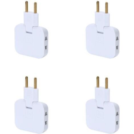 4x Flachsteckdosenleiste für die Schrankmontage mit 3 Steckdosen, Flachstecker mit 180°-Drehgelenk, Wandmontage mit Mehrfachsteckdosenadapter, 16 A/250 V