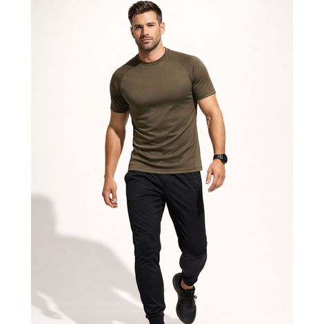 T-shirt sportiva da uomo color kaki termoattiva Recea L