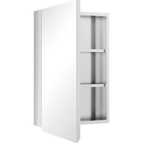 Armoire miroir de salle de bain en acier inoxydable armoire murale de toilette 39 x 12 x 60 cm (1/5)