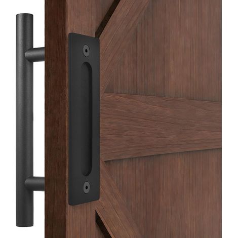 Poignée porte coulissante, 30 cm poignee de porte interieur noir, poignées de portes coulissantes invisible encastrée double face pour portes de jardin en bois et portes d'armoires (1/5)