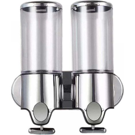 Set of 2 x 500ml wall-mounted soap dispensers - Manual hand soap dispenser - Shampoo and shower gel dispenser for toilets, bathrooms and kitchens (1/4)