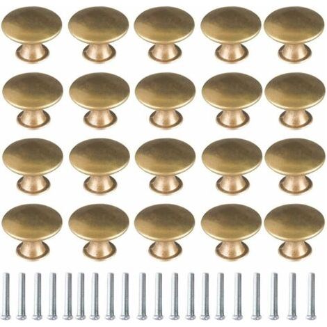 Bouton de Porte Laiton 20 Pièces Vintage Laiton Poignées Boutons de Meuble Boutons Porte de Tiroir Poignée de Meuble Bouton de Meuble Vintage pour Tiroir Armoire Meuble Cuisine de Placard
