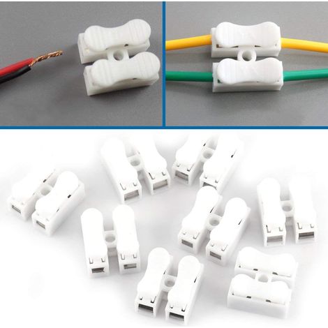 100 pezzi Terminale rapido autobloccante CH-2 220V 2 pin tipo a pressione Connettore rapido per cavo bianco.
