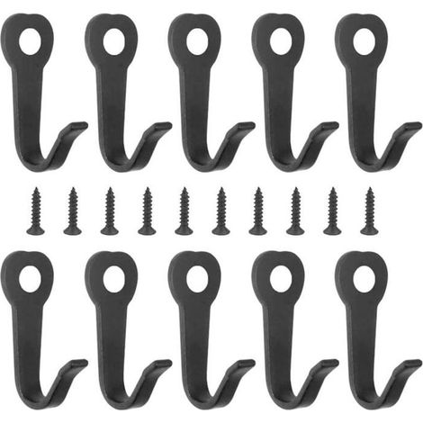 HONORNIC - 10 PCS Crochet à Visser Noir Mural Crochet Porte Manteau en Fer Rétro Crochet de Manteau Métal Crochet Métallique avec 10 Vis (1/5)