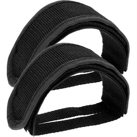 Sangles de pédales de vélo noires avec cale-pieds - Réglables, robustes et confortables (1/5)