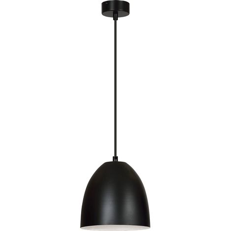 Sospensione 1 Luce Reartù In Acciaio Nero A Cupola Nero E Bianco (1/3)