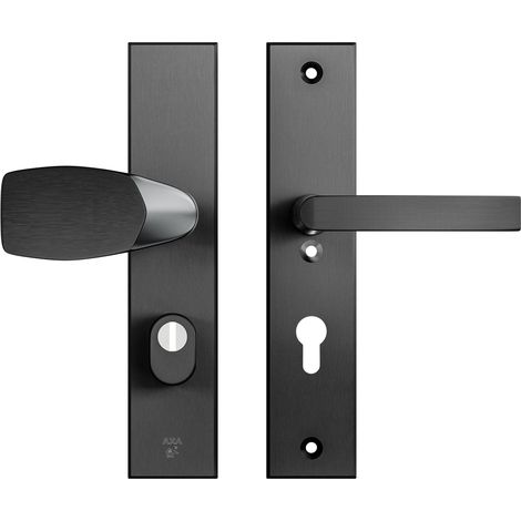AXA Sicherheits Türbeschläge set - Edge Plus - Türklinken mit Langschild - PC72 mit Kernziehschutz - Kruk/Knopf - Zwart (1/5)