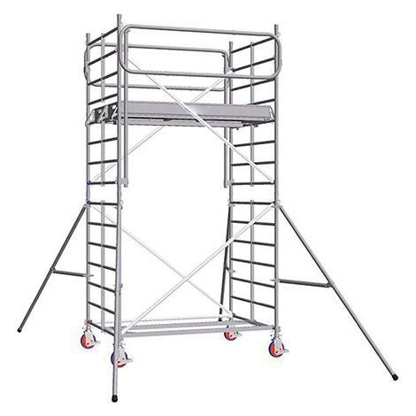 Echafaudage roulant alu - hauteur de travail max 4.90m - 7220032