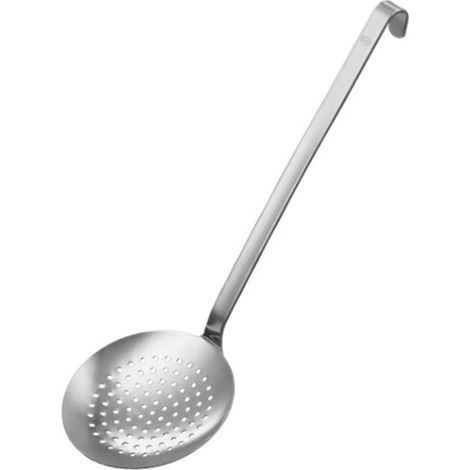 Écumoire Plate à Gros Trous - Cuillère à Égoutter avec Manche en Forme de Crochet - 12 cm - Acier inoxydable 18/10 - Passe au Lave-vaisselle (1/5)