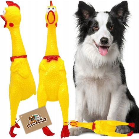 Jouet couineur en caoutchouc pour chien en forme de poulet 35 cm