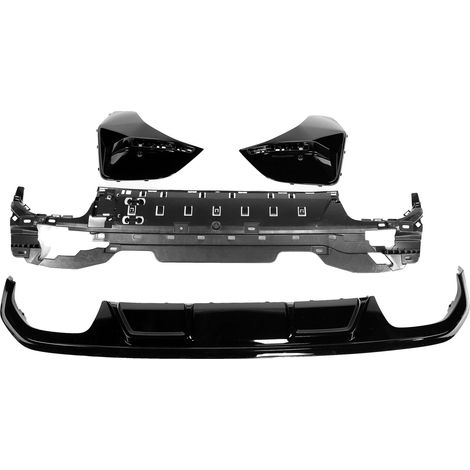 Difusor de parachoques trasero, acabado negro brillante, diseño de cuatro salidas, parachoques trasero negro-AB (1/5)
