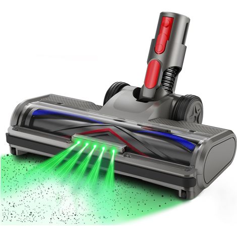 Brosse de sol pour aspirateurs Dyson V7 V8 V10 V11 V15 – Lumières LED intégrées – Conception en ABS et fibre de carbone – Angle de rotation 90°/180°