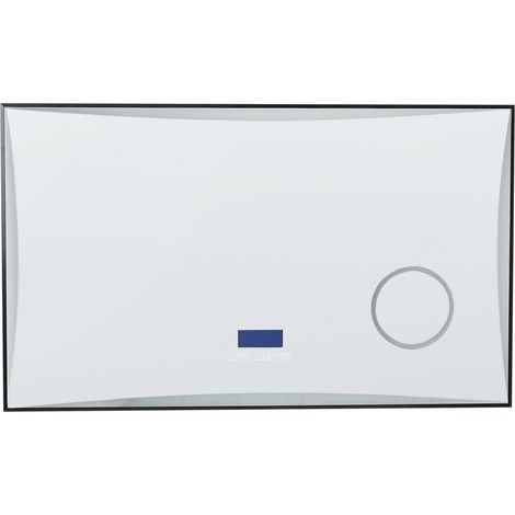 Espejo de baño moderno LED rectangular con altavoz Bluetooth con espejo de aumento 100 x 60 cm plateado Onlay